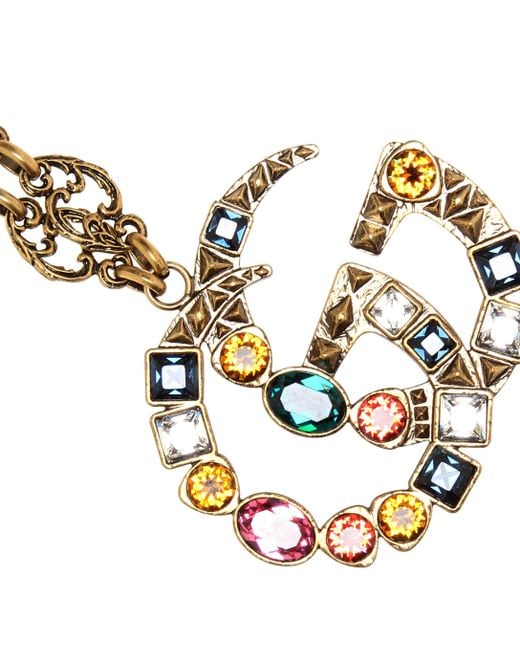 Gucci Crystal Double G Necklace in Metallic Lyst Australia