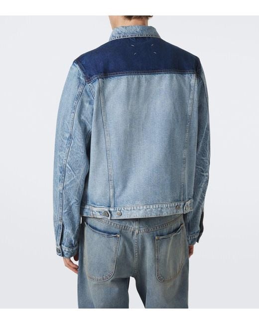 Maison Margiela Blue Patchwork Denim Jacket for men