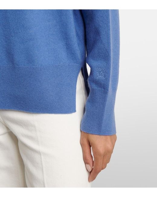 Totême Blue Crew-Neck Cashmere Knit Sweater