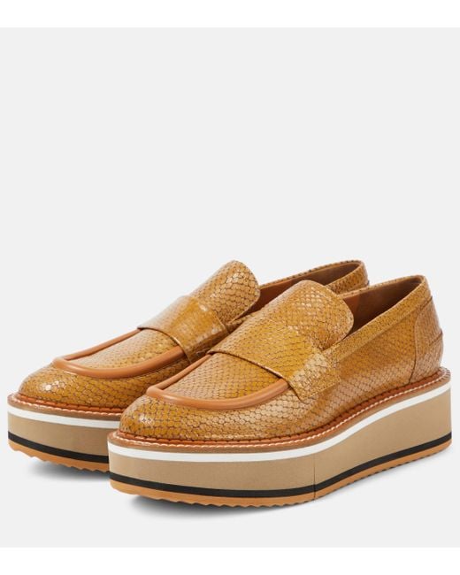 Robert Clergerie Brown Bahati Croc-effect Leather Platform Loafers