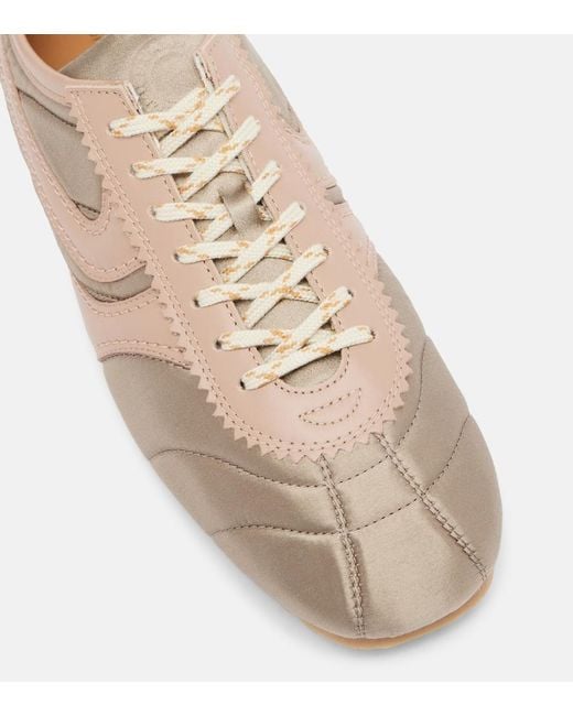 Dries Van Noten Natural Leather-Trimmed Satin Sneakers