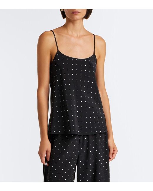 Asceno Black Matera Polka-Dot Silk Camisole