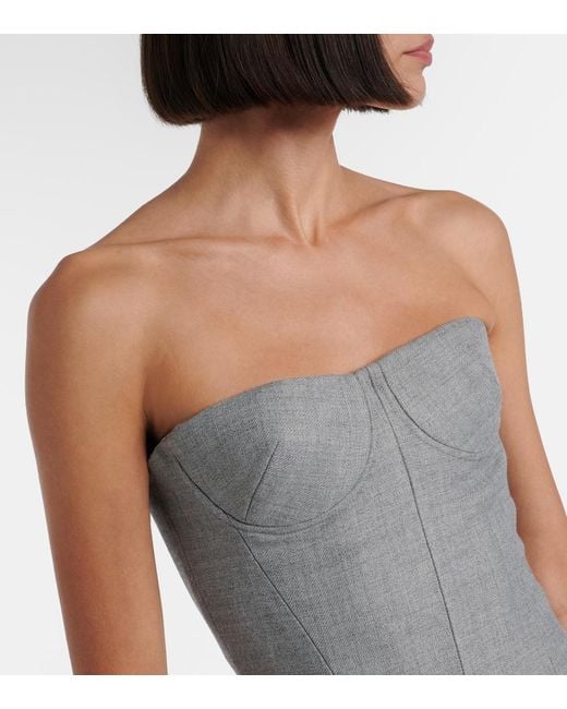 Alex Perry Gray Draped Bustier Dress