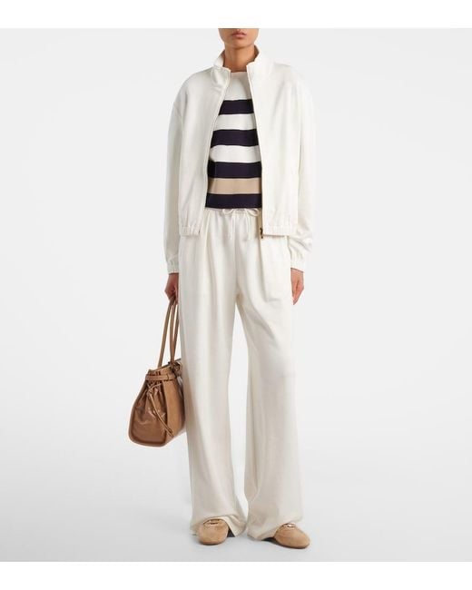 Max Mara White Cotton And Silk-Blend Sweatpants