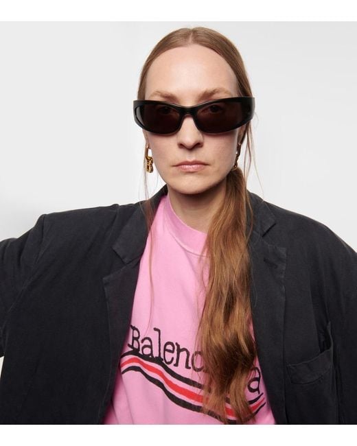 Balenciaga Brown Reverse Xpander Oval Sunglasses