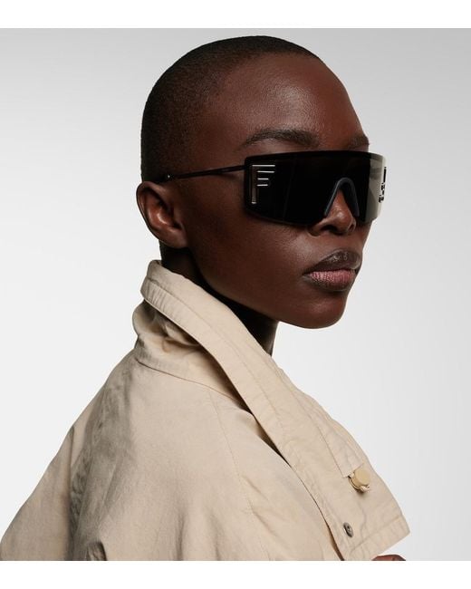 Fendi Gray Sport Logo Flat-Top Sunglasses