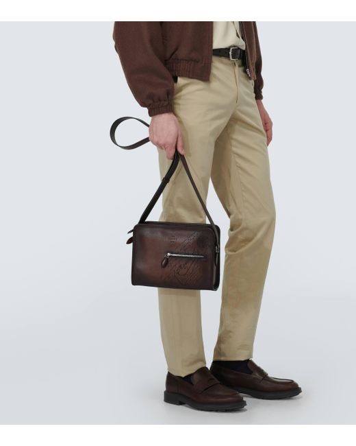 Berluti Brown Journalier Scritto Leather Briefcase for men