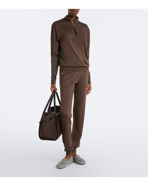 Tod's Brown Cashmere And Silk Sweatpants
