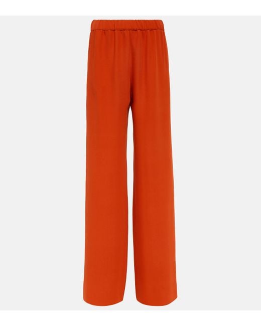 Valentino Orange Cady Couture Wide-leg Pants