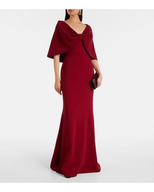 Elie Saab Red Caped Cady Gown