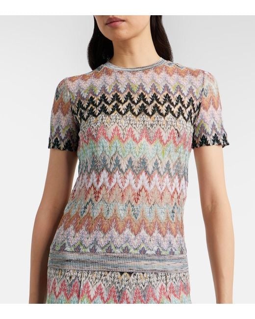 Missoni White Zigzag Lame T-Shirt