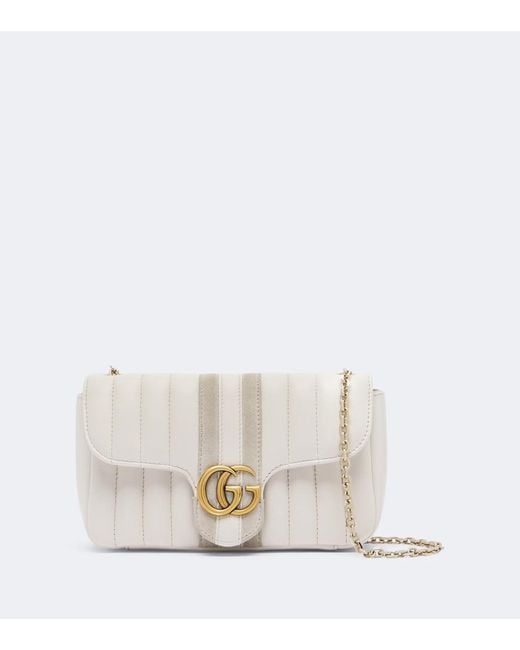 Gucci White Jetset Gg Marmont Mini Shoulder Bag