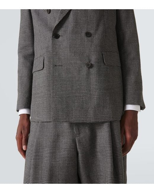 Dries Van Noten Gray Double-Breasted Wool Blazer for men