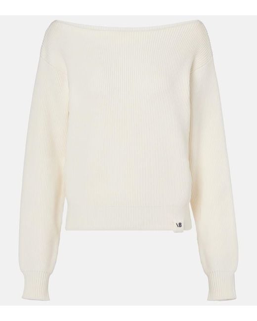Jersey En Mezcla De Algodon Y Seda Victoria Beckham de color White