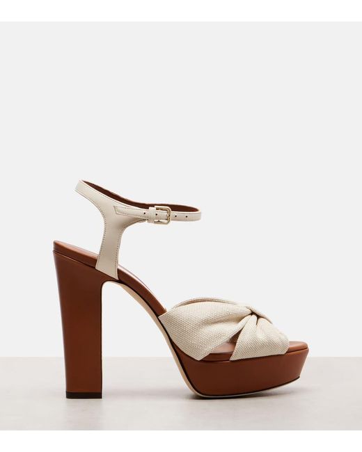 Sandales A Plateau Heloise 120 En Toile Jimmy Choo en coloris Brown