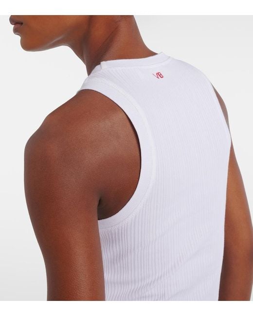 Victoria Beckham White Cotton-Blend Tank Top