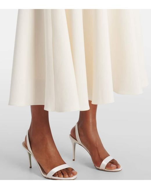 Safiyaa White Belted A-Line Midi Dress