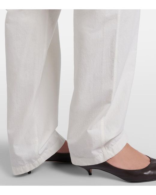 The Row White Fael Cotton Poplin Straight Pants