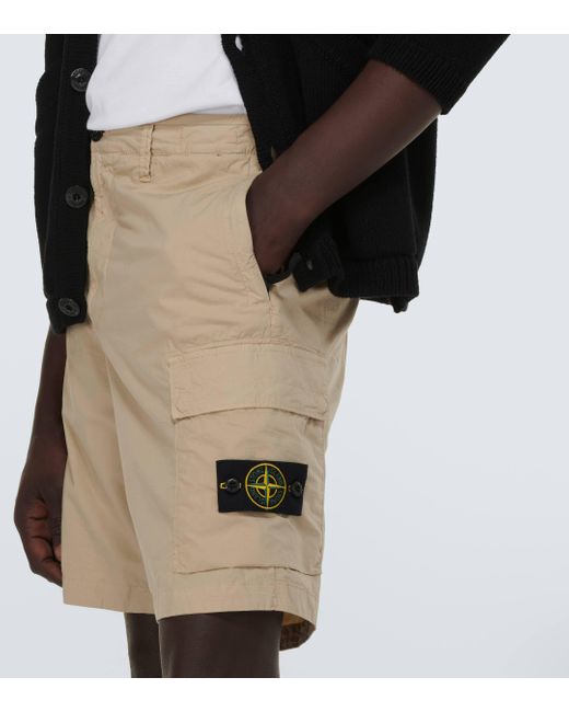 Stone Island Natural Compass Cotton-blend Cargo Shorts for men