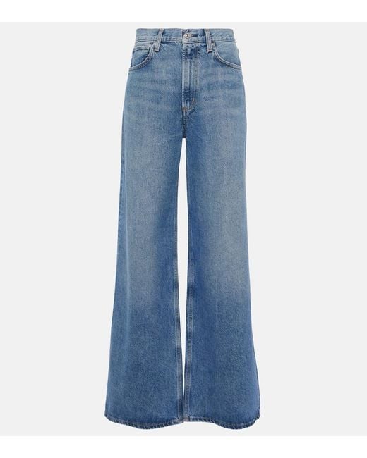 Citizens of Humanity Blue Mid-Rise Wide-Leg Jeans Paloma