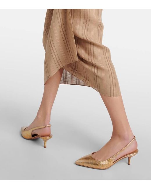 Aquazzura Natural Slingback-Pumps Purist 50 Aus Metallic-Leder