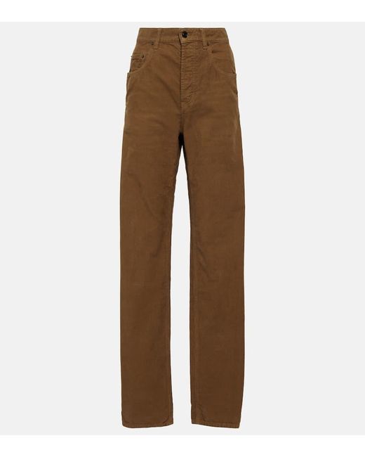 Jeans a gamba larga e vita alta di Saint Laurent in Brown