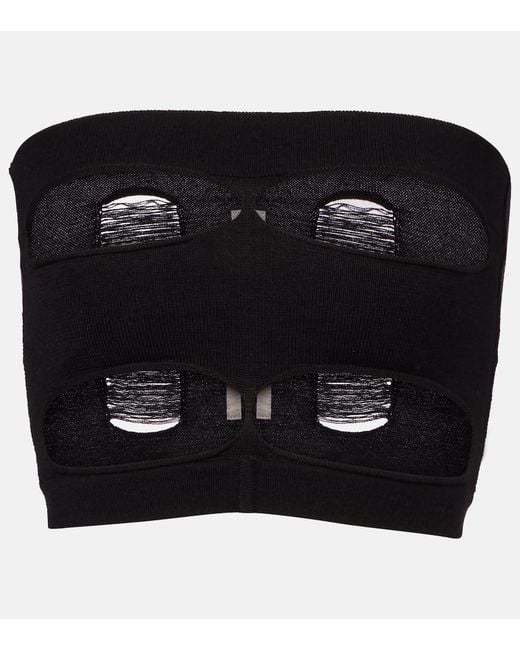 Rick Owens Black Cutout Strapless Wool Top
