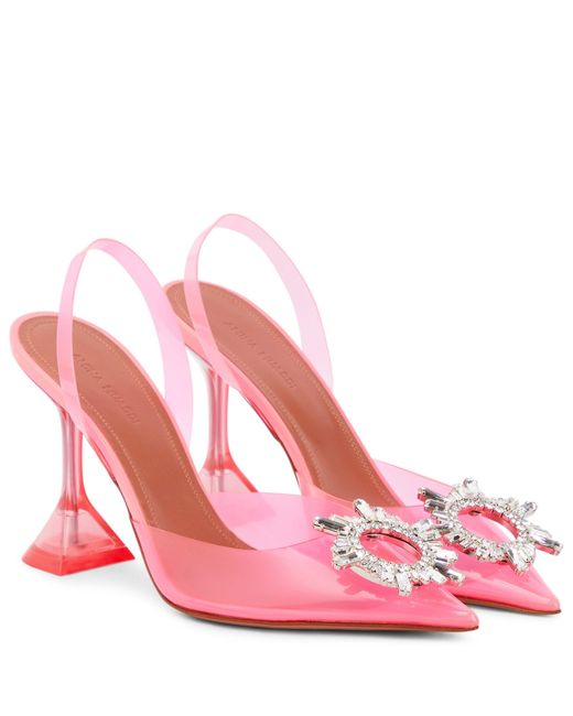 AMINA MUADDI Rubber Begum Embellished Pvc Slingback Pumps in Pink | Lyst