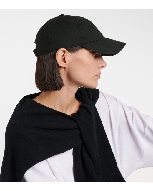 The Row Black Caspian Cotton Canvas Baseball Cap