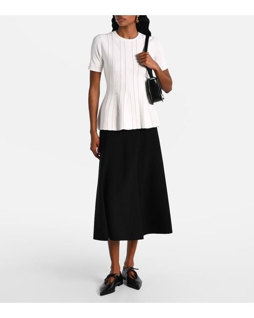 Max Mara Black Lazio Pleated Crepe Midi Skirt