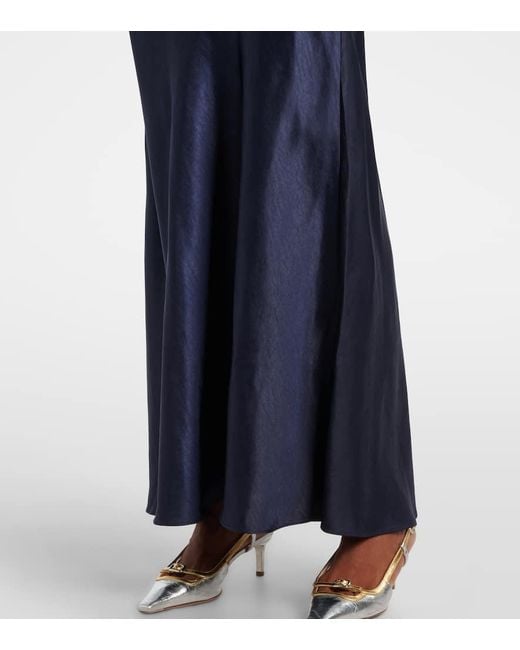Self-Portrait Blue Verziertes Maxikleid Aus Boucle Und Satin