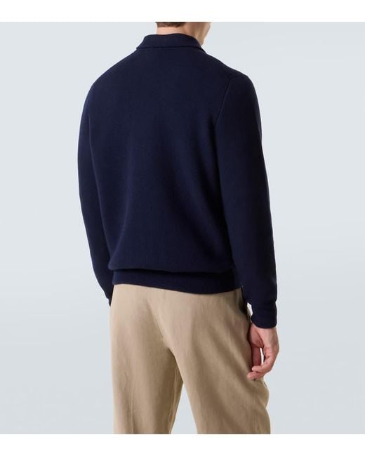 Lardini Blue Wool-Blend Zip-Up Cardigan for men