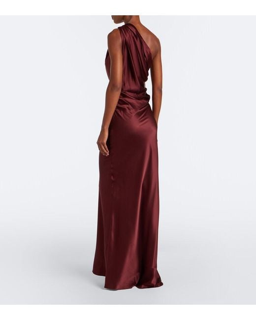 The Sei Purple Draped One-Shoulder Silk Satin Gown