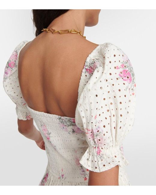 LoveShackFancy Natural Altima Floral Cotton Minidress