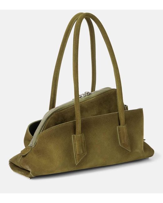 The Attico Green La Passeggiata Small Suede Tote Bag