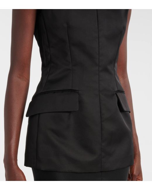 Sportmax Black Satin And Crepe De Chine Gown