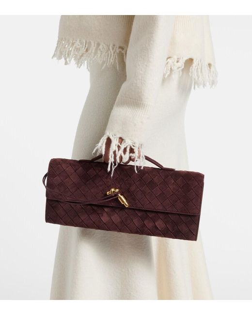 Bottega Veneta Red Andiamo Suede Clutch