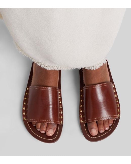Totême  Brown Studded Leather Slides