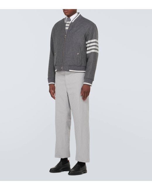 Thom Browne Gray 4-bar Wool And Cashmere Blouson Jacket for men
