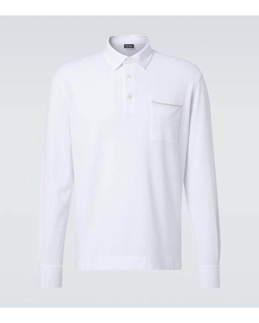 Zegna White Logo Cotton Polo Shirt for men