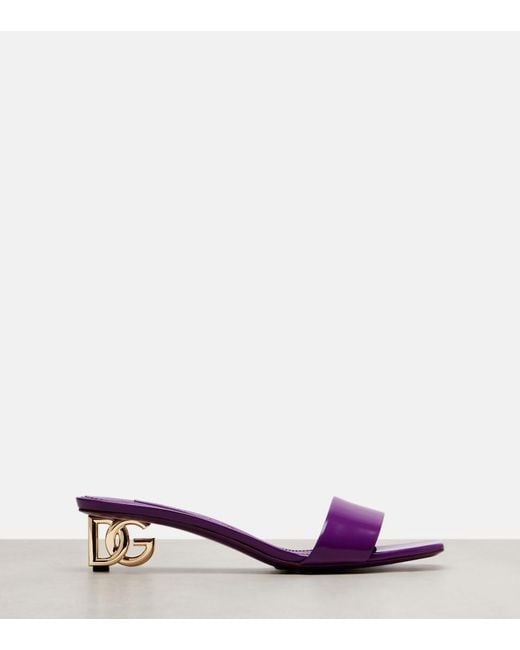 Dolce & Gabbana Purple Dg Leather Mules
