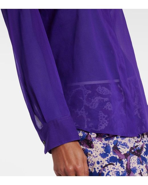Dries Van Noten Purple Silk-Blend Shirt