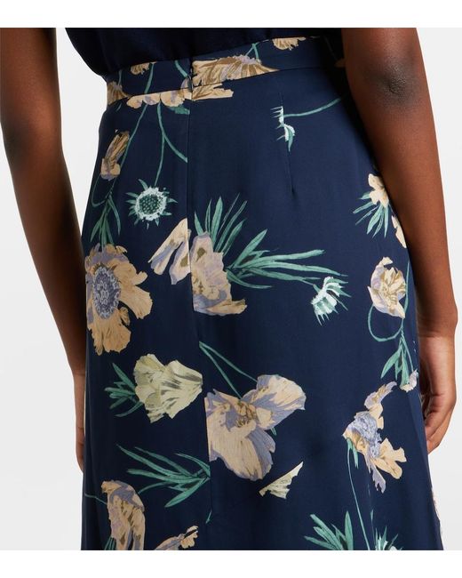 Erdem Blue Floral Midi Skirt