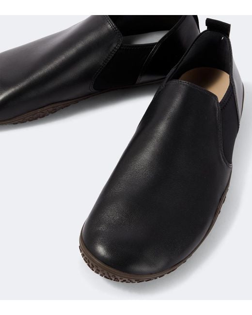 Lemaire Black Vibram Leather Slip-On Shoes for men