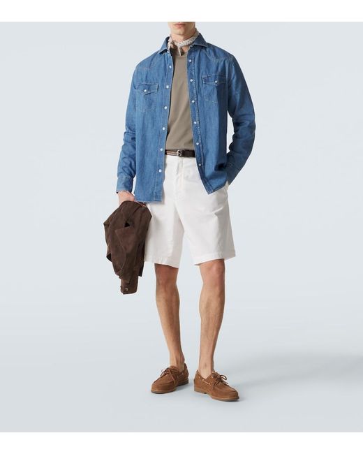 Brunello Cucinelli Blue Denim Shirt for men