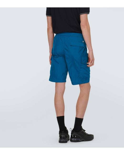 C P Company Blue Taffeta Cargo Shorts for men