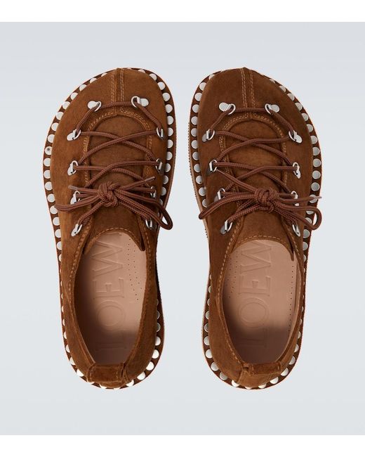 Loewe Verzierte Schnuerschuhe Rivet Aus Veloursleder in Brown für Herren
