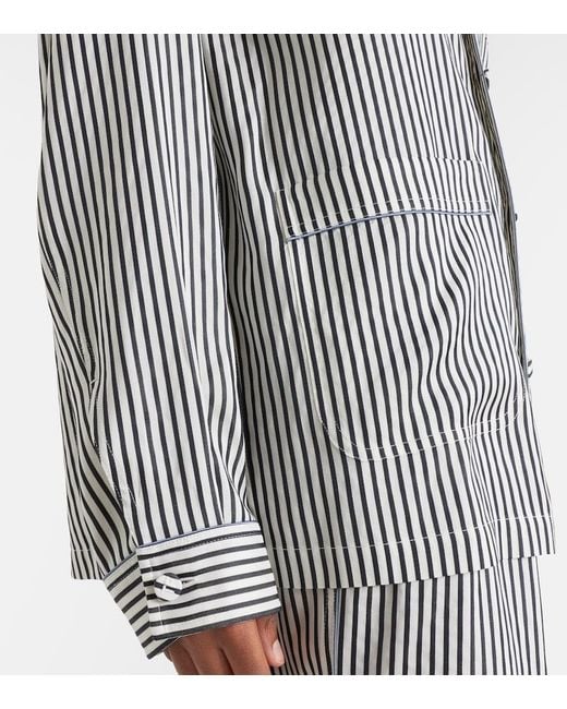 Tom Ford Gray Striped Oversized Silk Shirt