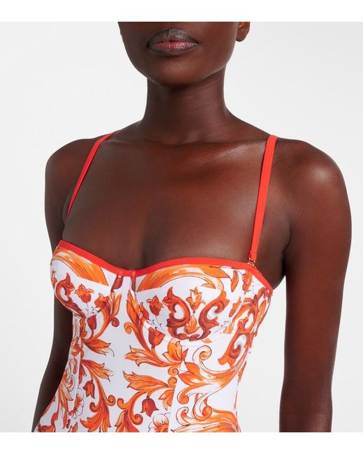 Dolce & Gabbana Red Majolica Swimsuit