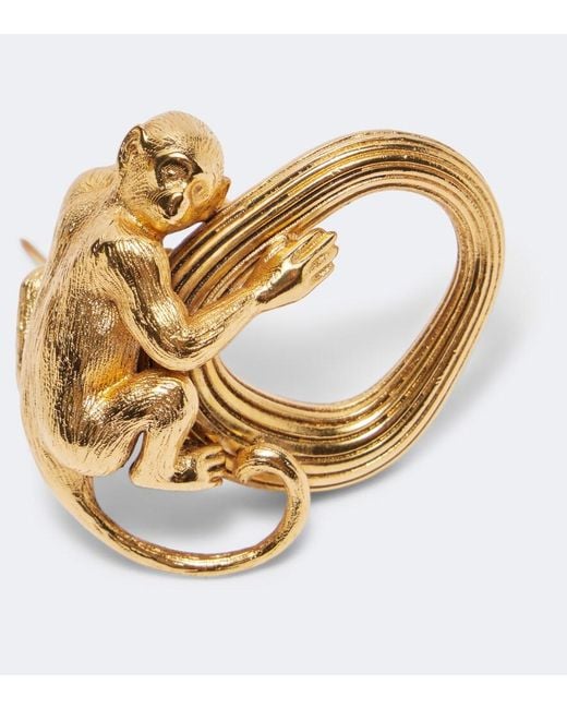 Khaite Metallic Monkey 18Kt-Plated Brass Brooch